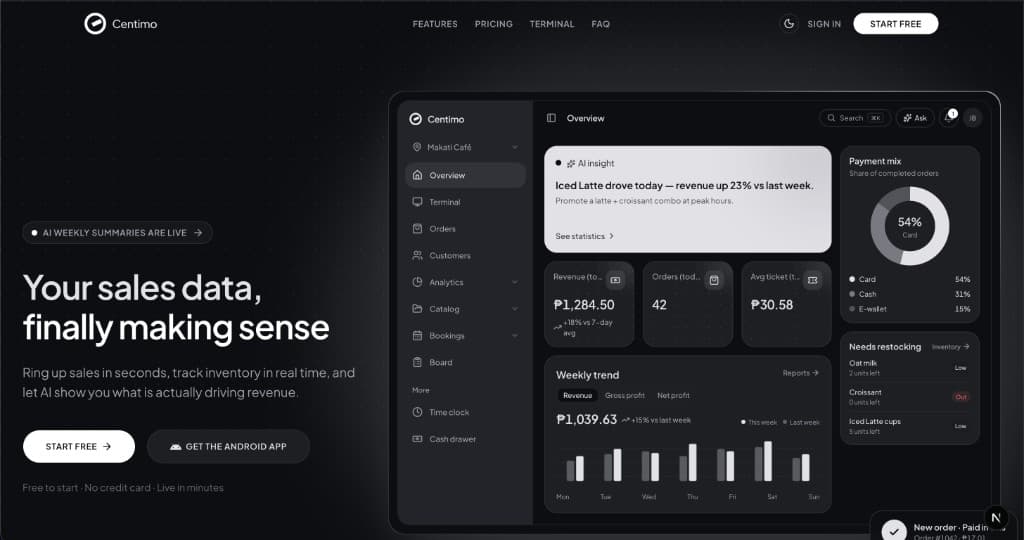 Centimo - AI Powered POS screenshot
